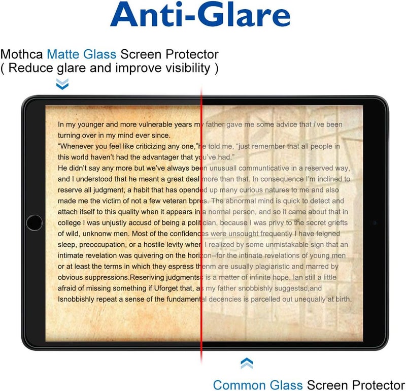 Mothca Matte Glass Screen Protector for iPad Air 3(2019) 10.5-inch & iPad Pro 10.5"(2017)[NOT Privacy] Anti-Glare & Anti-Fingerprint No Dazzling 9H Hardness Tempered Glass Film, Smooth as Silk - Image 3